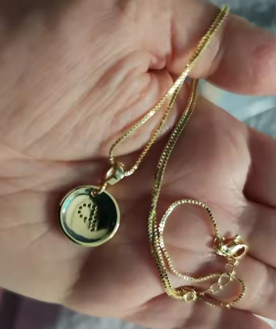 Gold Disc Initial Letter Pendant Necklace