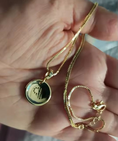 Gold Disc Initial Letter Pendant Necklace