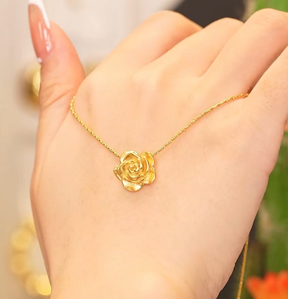 18K Gold Plated Rose Pendant Necklace