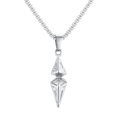 Silver pendant necklace on a white background