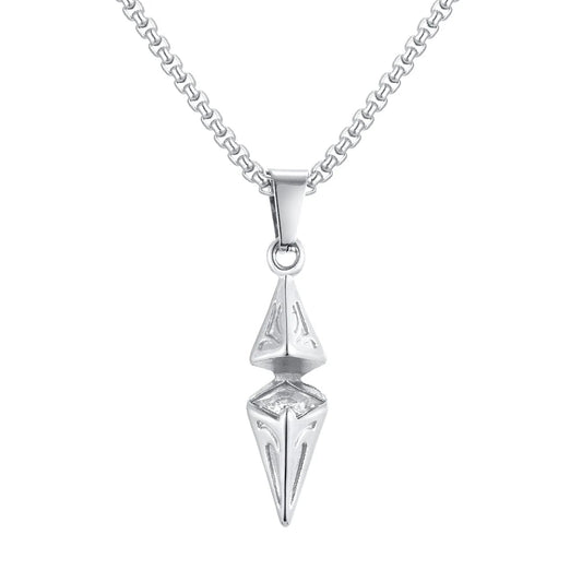 Silver pendant necklace on a white background